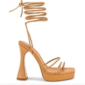 Jeffrey Campbell Tan Lace-Up Platform Heel Sandal